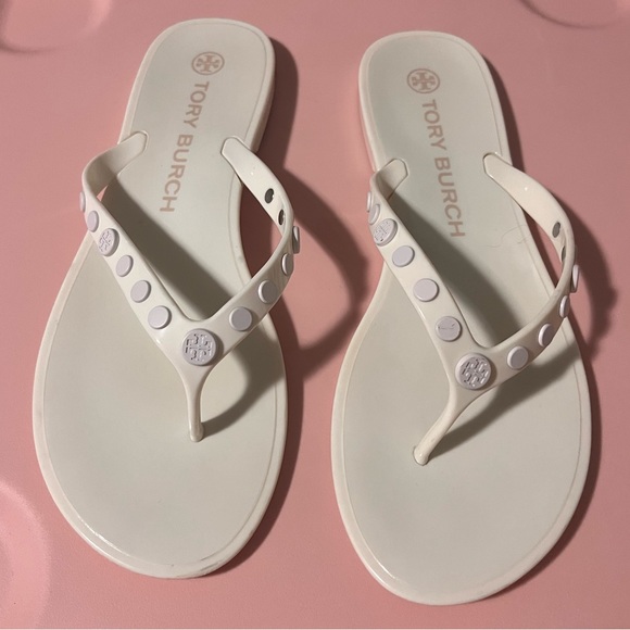 Tory Burch Shoes - Used TORY BURCH white sandals- hard plastic, size 8.